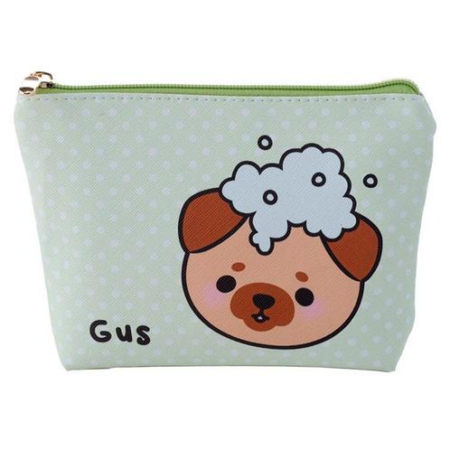 Toilettas Gus de Mopshond Klein PVC - Groen - 13x19x4cm (HxB, Sieraden, Tassen en Uiterlijk, Toilettassen, Nieuw, Ophalen of Verzenden