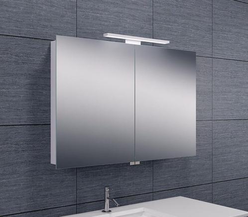 Spiegelkast Wiesbaden met Led Verlichting 90x60 Aluminium, Doe-het-zelf en Verbouw, Sanitair, Bad, Nieuw, Ophalen of Verzenden