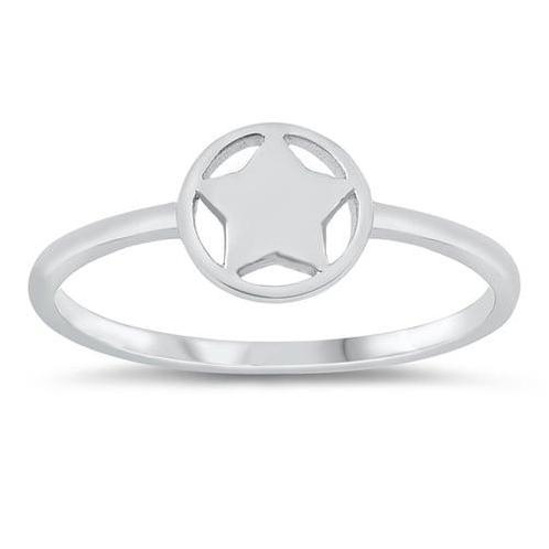 Zilveren smalle cirkel ster ring, Sieraden, Tassen en Uiterlijk, Ringen, Nieuw, Verzenden
