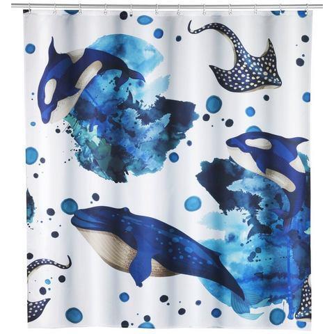 WENKO Douchegordijn Aquaris Hoogte 200 cm, met zee-motief, Huis en Inrichting, Badkamer | Badtextiel en Accessoires, Nieuw, Verzenden
