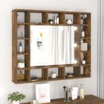 vidaXL Spiegelkast met LED-verlichting 91x15x76,5 cm gerookt, Verzenden, Nieuw