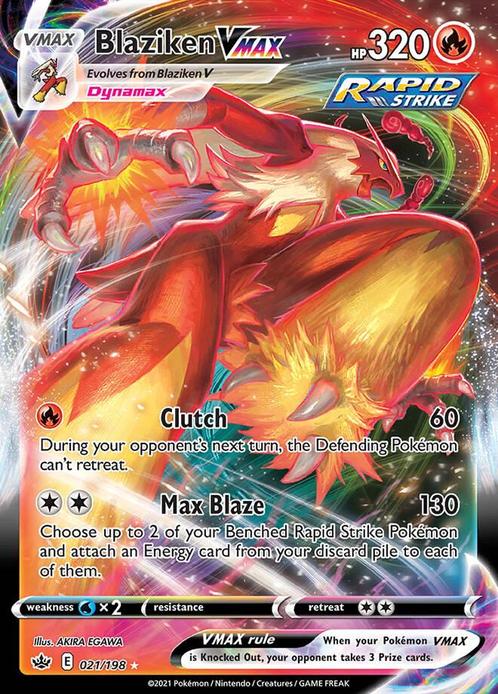 Blaziken VMAX 021/198 Chilling Reign, Hobby en Vrije tijd, Verzamelkaartspellen | Pokémon, Losse kaart, Nieuw, Foil, Ophalen of Verzenden