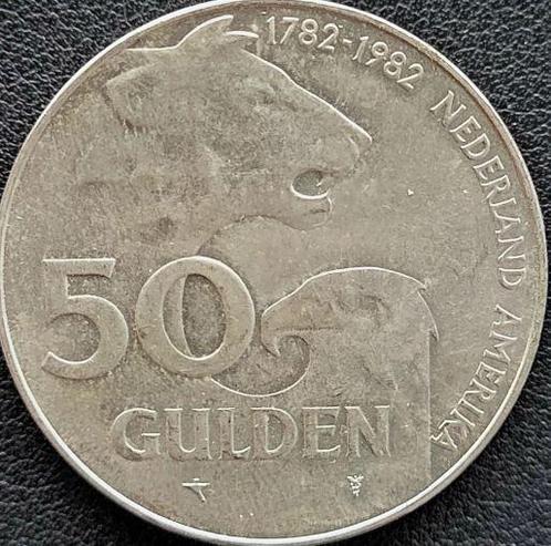 Nederlandse zilveren 50 Gulden 1982, Postzegels en Munten, Munten | Nederland, Losse munt, 50 gulden, Koningin Beatrix, Zilver