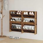 vidaXL Wand Schoenenkasten met plank 2 pcs Oud hout Bewerkt, Verzenden, Nieuw