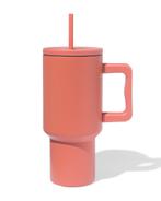 HEMA Drinkbeker met rietje 900ml rvs terra, Huis en Inrichting, Keuken | Servies, Verzenden, Nieuw