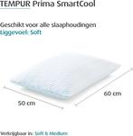 2dekans | TEMPUR - Prima SmartCool Hoofdkussen Soft - 60 x, Ophalen of Verzenden, Zo goed als nieuw, Wit