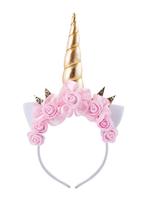 Eenhoorn Haarband Goud Lichtroze Roze Unicorn Haarband Oortj, Ophalen of Verzenden, Nieuw, Carnaval, Accessoires