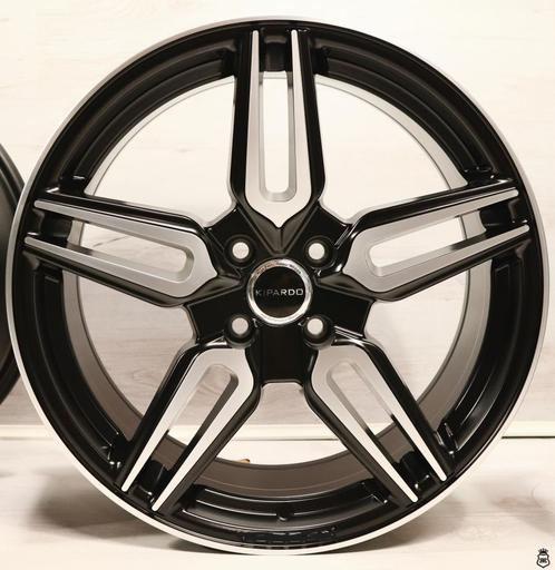 17 inch 4x100 JF Luxury V382 - Matt Black Machined Velgen, Auto-onderdelen, Banden en Velgen, Velg(en), Nieuw, 17 inch, Ophalen of Verzenden