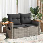 vidaXL Tuinbank 2-zits met kussens poly rattan grijs, Tuin en Terras, Verzenden, Nieuw, Rotan