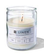 HEMA Geurkaars in glas Ø6.5 linen, Huis en Inrichting, Woonaccessoires | Kandelaars en Kaarsen, Verzenden, Nieuw, Wit