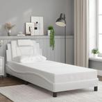 vidaXL Bedframe met hoofdbord kunstleer wit 90x190 cm, Overige materialen, 90 cm, Eenpersoons, Verzenden