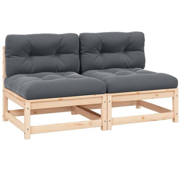 Grenenhouten Tuinmiddenbanken | Retourdeal | 56%, Tuin en Terras, Tuinsets en Loungesets, Bank, Nieuw, Hout, Loungeset, 2 zitplaatsen