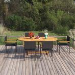 vidaXL 7-delige Tuinset poly rattan zwart, Nieuw, Tuinset, 7 zitplaatsen, Verzenden