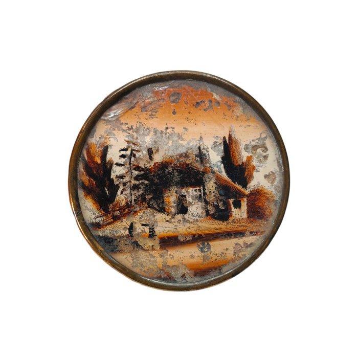 19th French Art - Snuifdoos - Glas, Messing, karton, Antiek en Kunst, Antiek | Overige Antiek