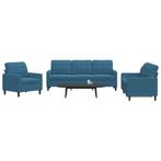 vidaXL 3-delige Loungeset met kussens fluweel blauw, Verzenden, Nieuw, Vierpersoons of meer, Stof