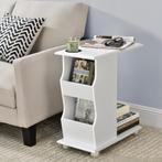Bijzettafel op wielen met remmen 53x30x63 cm MDF wit, Verzenden, Nieuw