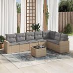vidaXL 8-delige Loungeset met kussens poly rattan beige, Tuin en Terras, Verzenden, Nieuw, Rotan, Loungeset