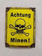 Emaille bord - Pas op mijnen! - Emaille, Antiek en Kunst
