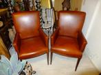 2 lederen fauteuils, Ophalen, Gebruikt, Minder dan 75 cm, Leer