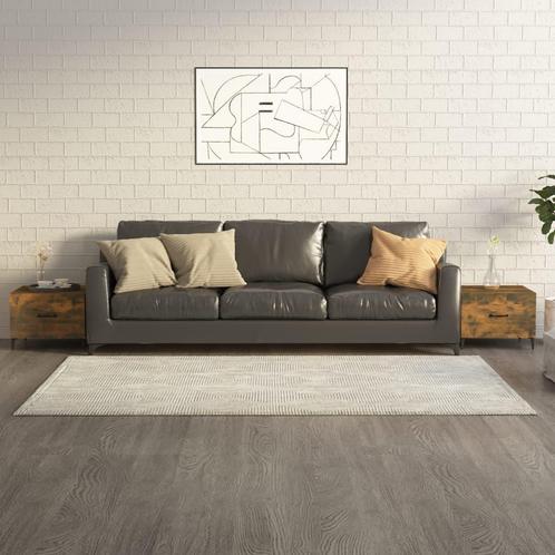 vidaXL Salontafels 2 st met metalen poten 50x50x40 cm, Huis en Inrichting, Tafels | Salontafels, 50 tot 100 cm, Nieuw, Overige houtsoorten
