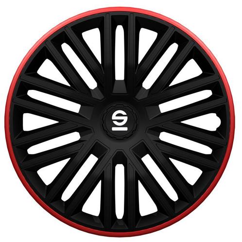 4-Delige Sparco Wieldoppen  Bergamo 16-inch zwart/rood, Auto diversen, Wieldoppen, Verzenden