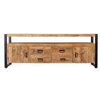 Tv-meubel Mangohout Britt 220 cm, Huis en Inrichting, Kasten | Televisiemeubels, Verzenden, Nieuw, 200 cm of meer, Minder dan 100 cm