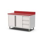 HCB Werkkast - snijtafel - klapdeuren - lades - 140 cm - RVS, Zakelijke goederen, Horeca | Meubilair en Inrichting, Verzenden