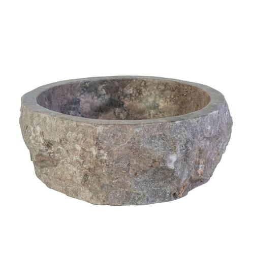 Waskom BWS Stone Rond 30-35x30-35x15 cm Natuurmarmer Grijs, Doe-het-zelf en Verbouw, Sanitair, Ophalen of Verzenden