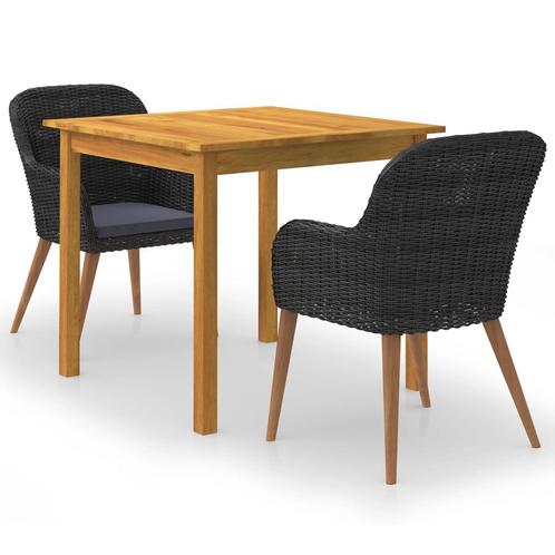 vidaXL 3-delige Tuinset zwart, Tuin en Terras, Tuinsets en Loungesets, Tuinset, Nieuw, 2 zitplaatsen, Hardhout, Verzenden