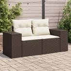 vidaXL Tuinbank 2-zits met kussens poly rattan bruin, Verzenden, Nieuw, Rotan