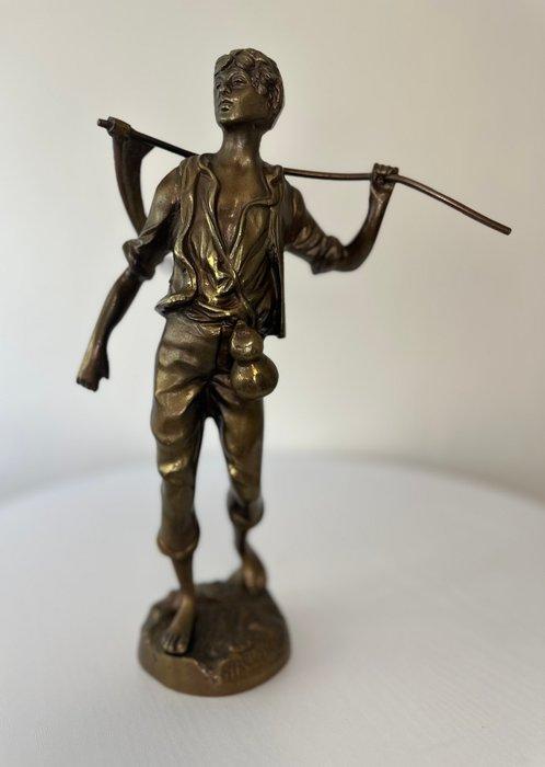 Beeldje - a Young Man with a Scythe - Brons, Antiek en Kunst, Curiosa en Brocante