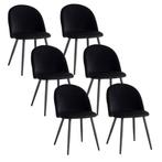 Set van 6 Fluwelen Eetkamerstoelen – Metalen Poten, Modern, Huis en Inrichting, Verzenden, Nieuw