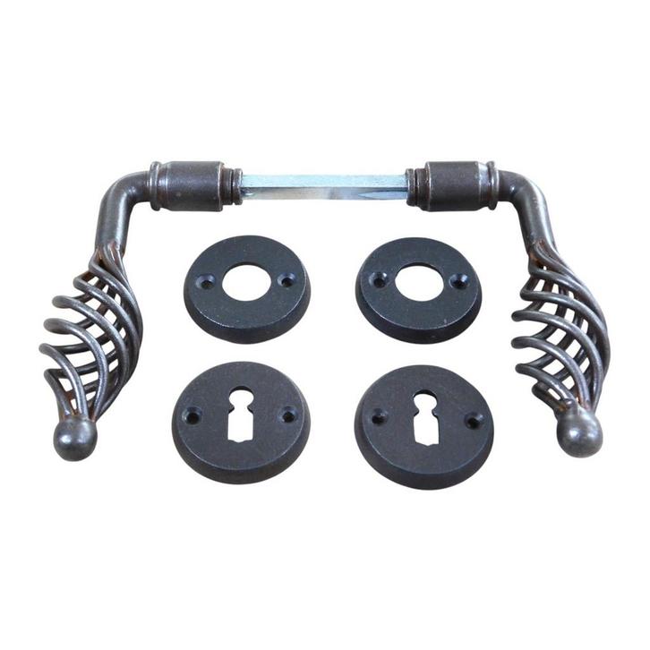 Set deurbeslag voor binnendeuren - antiek ijzer - getolde, Doe-het-zelf en Verbouw, Hang- en Sluitwerk, Ophalen of Verzenden