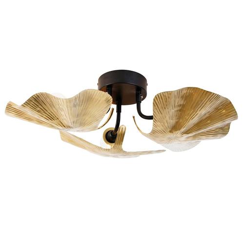Oosterse plafondlamp messing met zwart 3-lichts - Louka, Huis en Inrichting, Lampen | Plafondlampen, Nieuw, Overige materialen