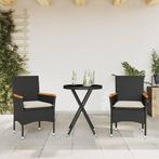 vidaXL 3-delige Bistroset met kussens poly rattan en glas, Tuin en Terras, Tuinsets en Loungesets, Verzenden, Nieuw, Rotan