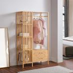 Kledingkast Varanger bamboe open kast 185x100x45 cm naturel, Huis en Inrichting, Verzenden, Nieuw