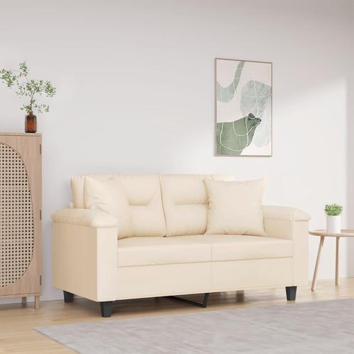 vidaXL Tweezitsbank met kussens 120 cm microvezelstof beige, Huis en Inrichting, Banken | Bankstellen, Nieuw, 150 tot 200 cm, Stof
