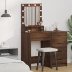 vidaXL Make-up Bureau met LED-lamp - Bruin Eiken - 50x41x135, Verzenden, Nieuw