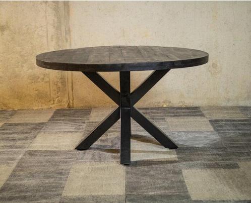 Ronde mango eettafel Zwart Black Spider Ø140 cm |, Huis en Inrichting, Tafels | Eettafels, Nieuw, Ophalen of Verzenden