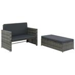 vidaXL 2-delige Loungeset met kussens poly rattan grijs, Tuin en Terras, Verzenden, Nieuw, Rotan, Loungeset