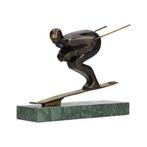 sculptuur, Ski Athlete - 19.7 cm - Brons, Marmer, Antiek en Kunst
