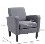 Linnen Relaxfauteuil – Comfortabel, Houten Poten, Lichtgrijs, Huis en Inrichting, Stoelen, Verzenden, Nieuw