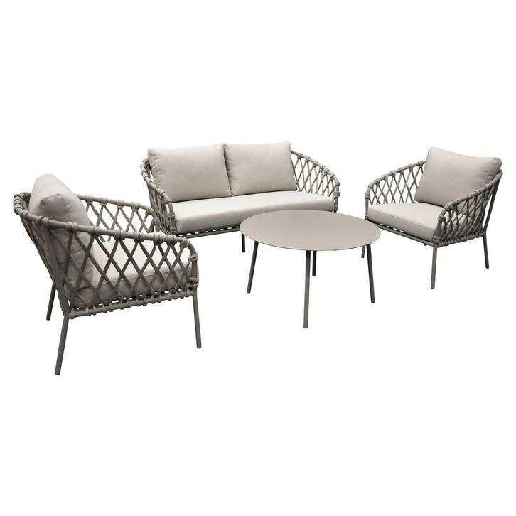 Monte Rosa stoel bank loungeset 4 delig bruin zand, Tuin en Terras, Tuinsets en Loungesets, Nieuw, Ophalen of Verzenden