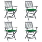vidaXL Tuinstoelen 4 st inklapbaar met kussens massief, Verzenden, Nieuw, Hout