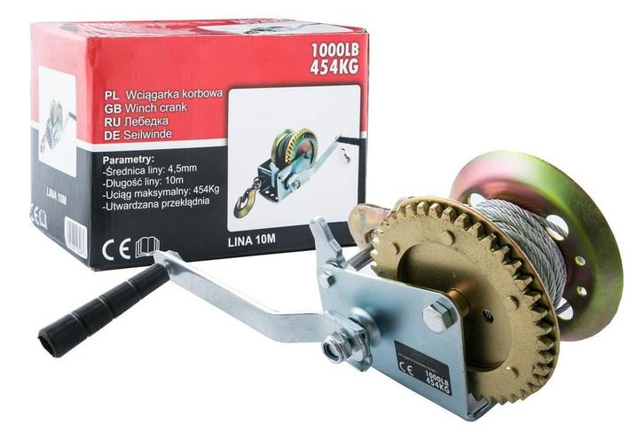 Handlier - 454 kg - 20 m kabellengte - gegoten haak, Doe-het-zelf en Verbouw, Lieren en Takels, Nieuw, Ophalen of Verzenden