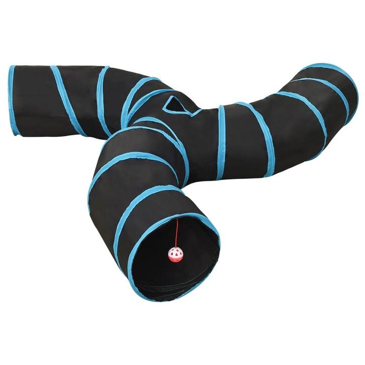 vidaXL Kattentunnel 3-voudig 25 cm polyester zwart en blauw, Kinderen en Baby's, Speelgoed | Speeltenten, Nieuw, Verzenden