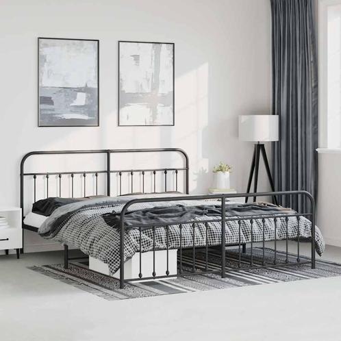vidaXL Bedframe met hoofd- en voeteneinde metaal zwart, Huis en Inrichting, Slaapkamer | Bedden, Zwart, Nieuw, Metaal, Tweepersoons