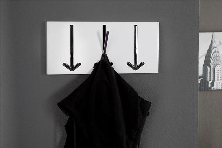 Modern design wandkapstok ARROW 30cm wit met 3 haken - 20579, Huis en Inrichting, Woonaccessoires | Kapstokken, Ophalen of Verzenden