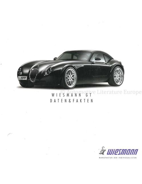 2006 WIESMANN GT GEGEVENS & FEITEN BROCHURE DUITS, Boeken, Auto's | Folders en Tijdschriften