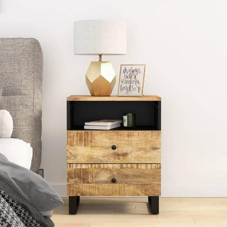 vidaXL Nachtkastje 50x33x62 cm massief mangohout en bewerkt, Huis en Inrichting, Slaapkamer | Nachtkastjes, Nieuw, Minder dan 45 cm